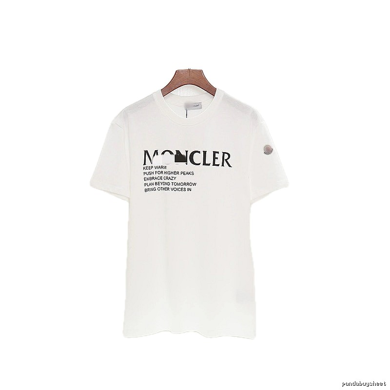 Moncler Letter Print Casual Style White T-Shirt