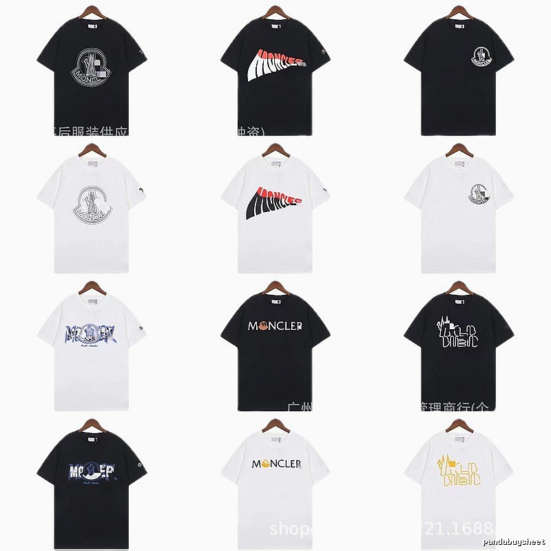 Moncler Logo Printed Trendy Black & White Short-Sleeve T-Shirt