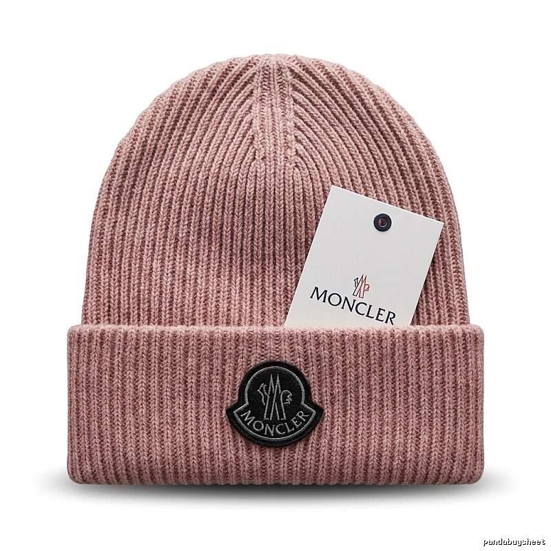 Moncler minimalist style pink knitted hat