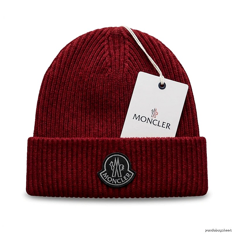 Moncler simple-style burgundy knitted hat