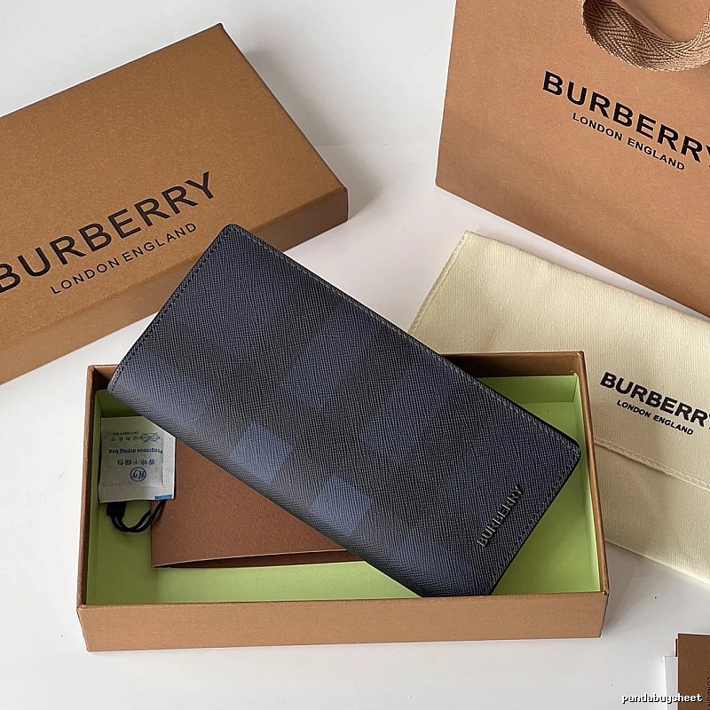 Navy Check Long Wallet Burberry Wallet for Photo Ready Styling