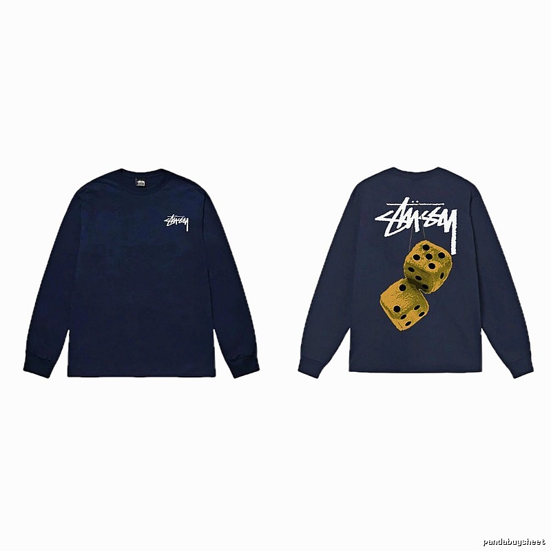 Navy long-sleeved shirt with Stussy dice print