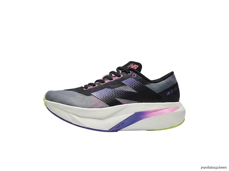 New Balance retro-style black and purple sports shoes
