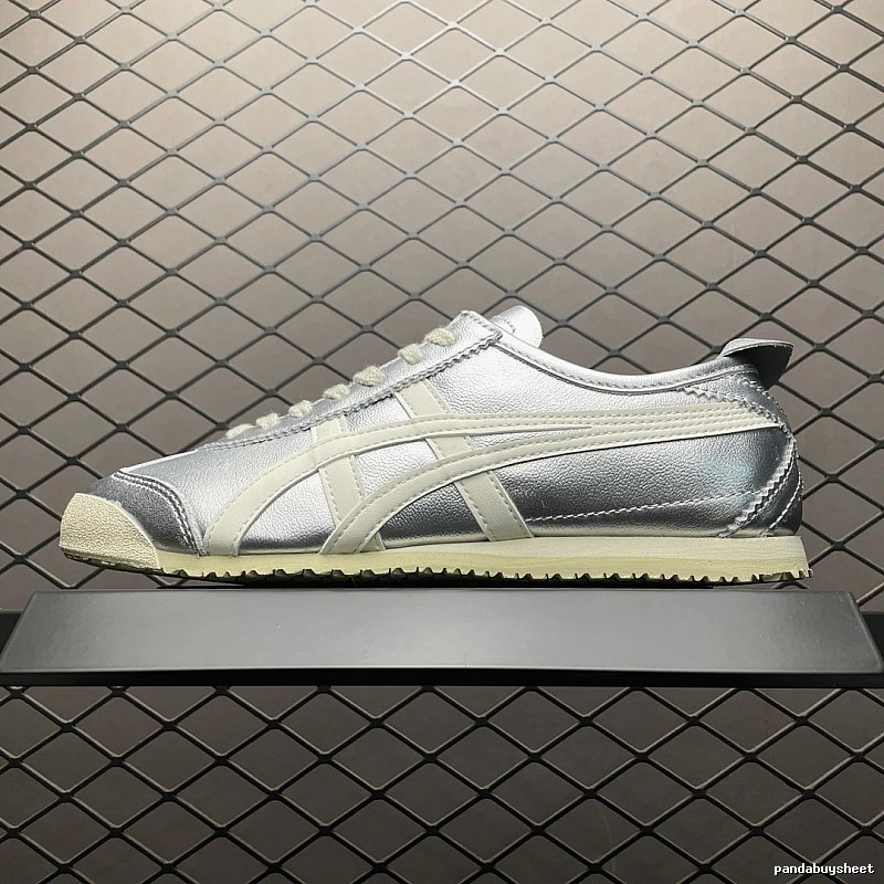 Onitsuka Tiger Low-Top Sneakers, Classic Lace-Up in Silver and Cream