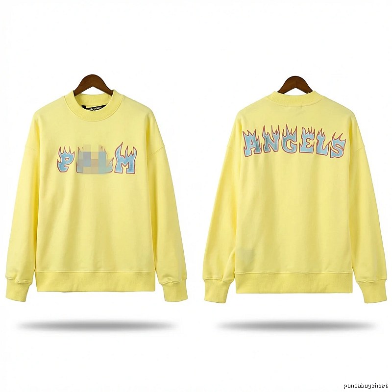 Palm Angels Flame Trendy Brand Yellow Sweatshirt