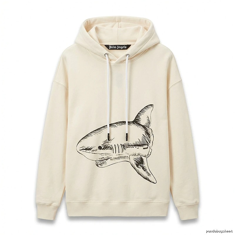 Palm Angels Shark Series Simple Style Beige Hoodie