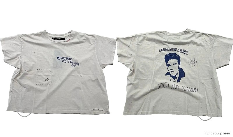 Paly Hollywood Elvis Vintage Distressed White T-Shirt