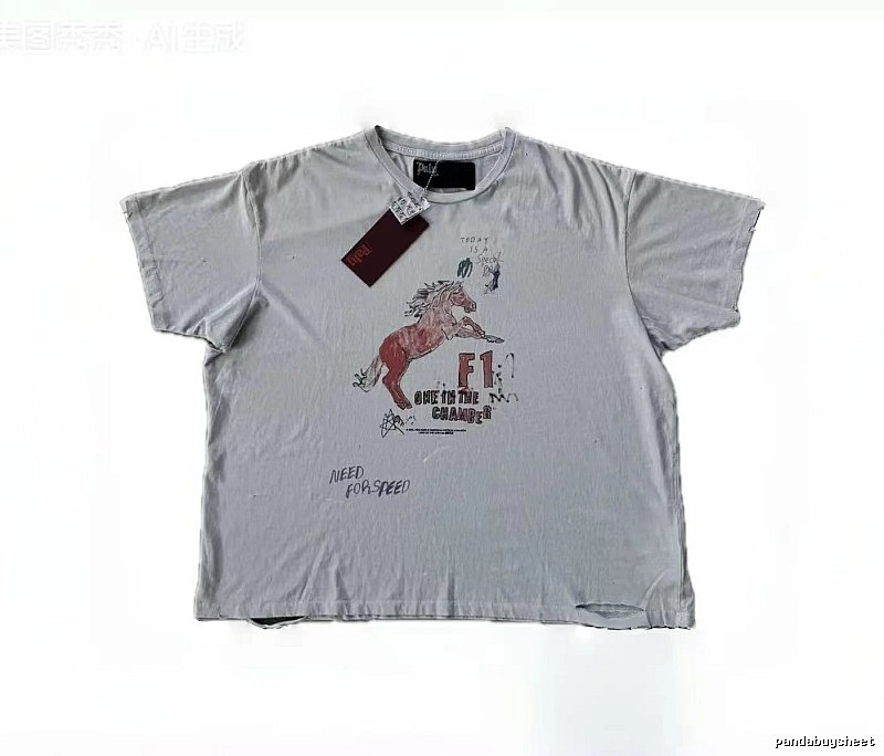 Paly Hollywood F1 Red Horse Vintage Light Grey T-Shirt