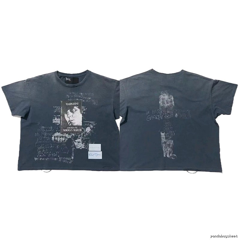 Paly Hollywood Portrait Graffiti Vintage Washed Grey T-shirt