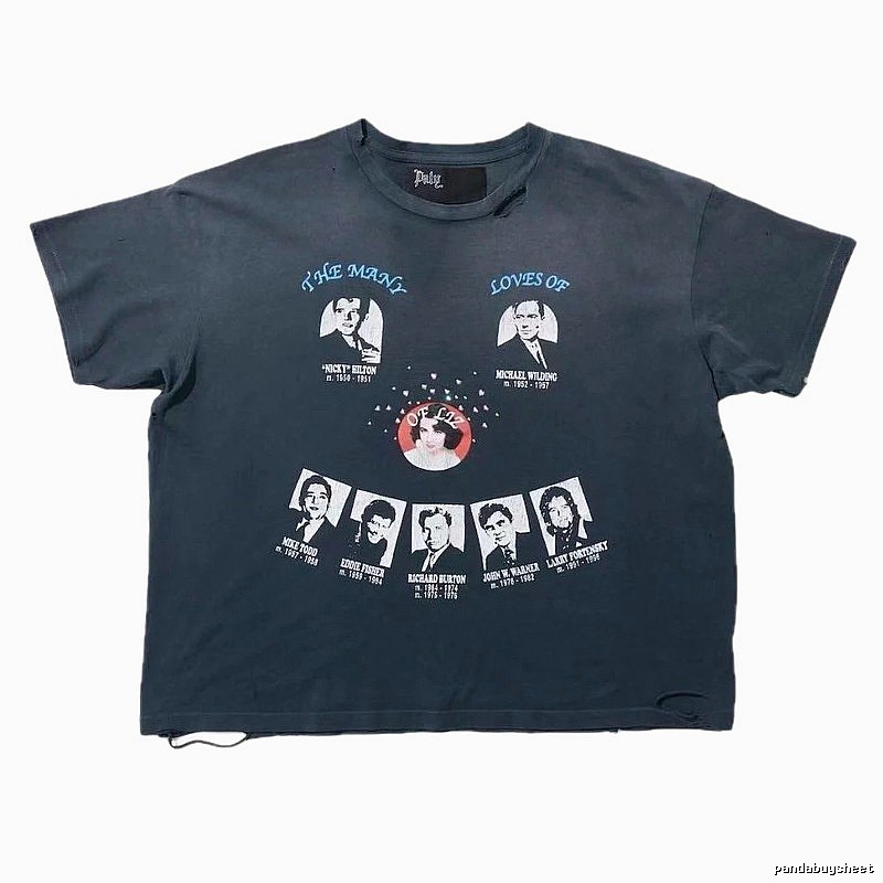 Paly Hollywood Portrait Print Vintage Charcoal Black T-Shirt