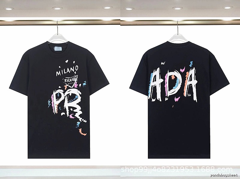 Prada Graffiti Collection Street Style Black T-Shirt