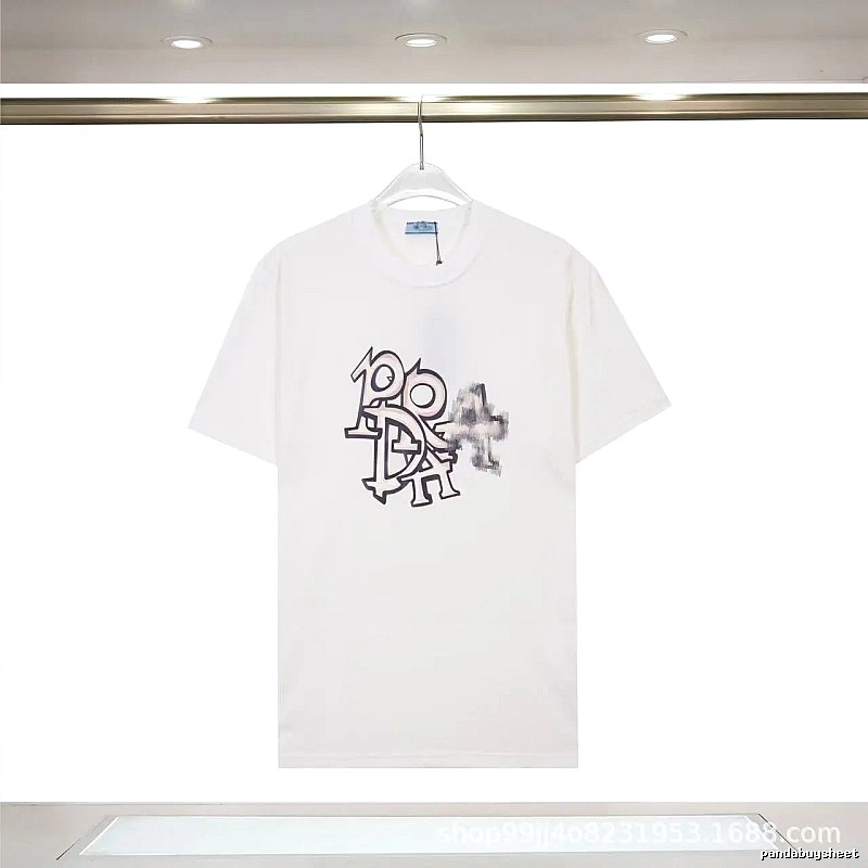 Prada Overlapping Print Street Style White Short Sleeve T-Shirt