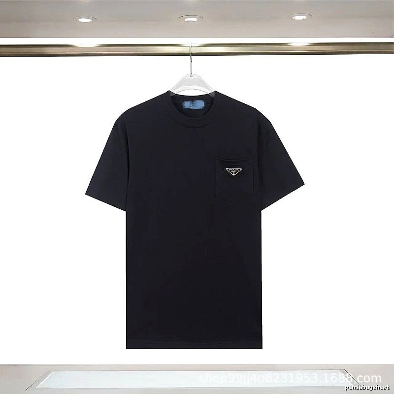 Prada Triangle Logo Minimalist Style Black Short-sleeve T-shirt
