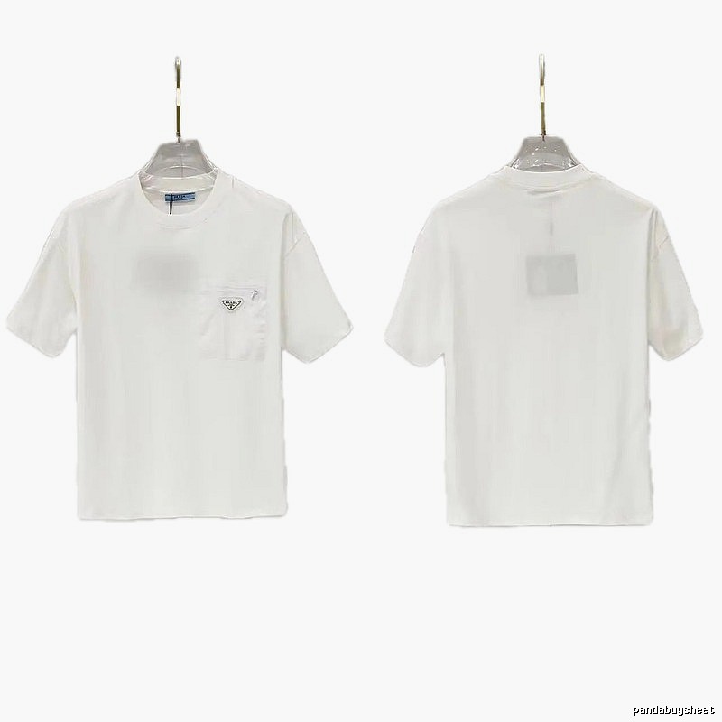 Prada Triangle Logo Minimalist Style White Short-sleeve T-shirt