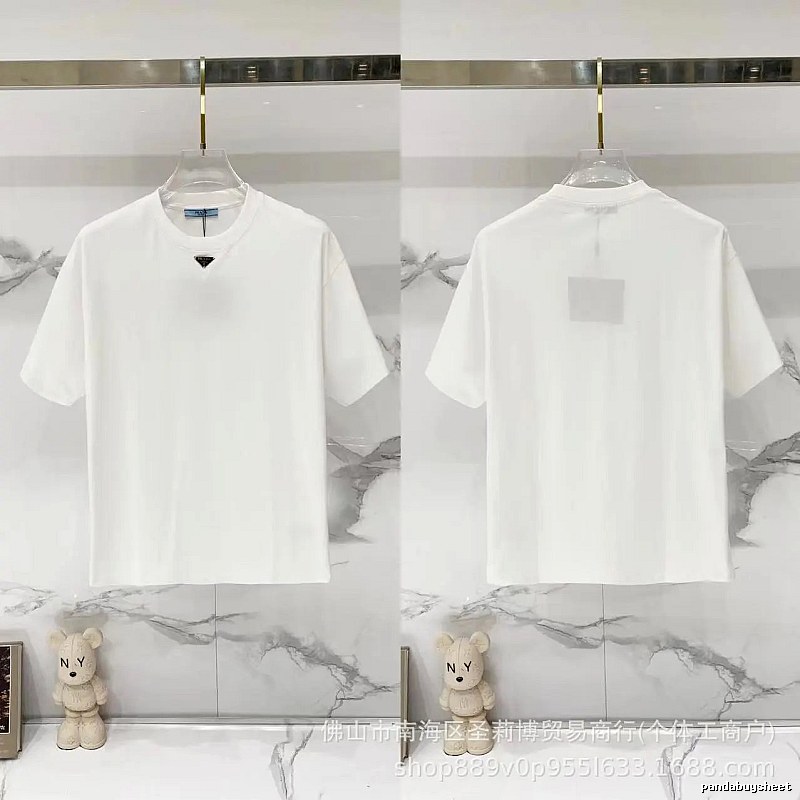 Prada Triangle Logo Minimalist Style White T-Shirt