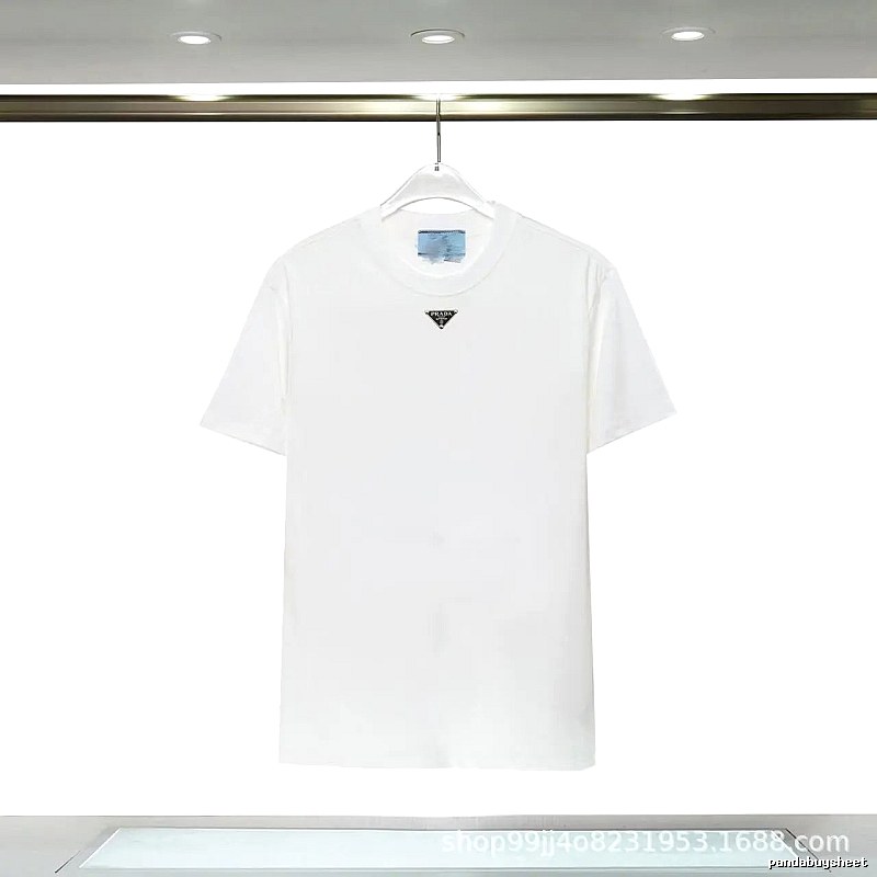 Prada Triangle Logo Minimalist Style White T-Shirt