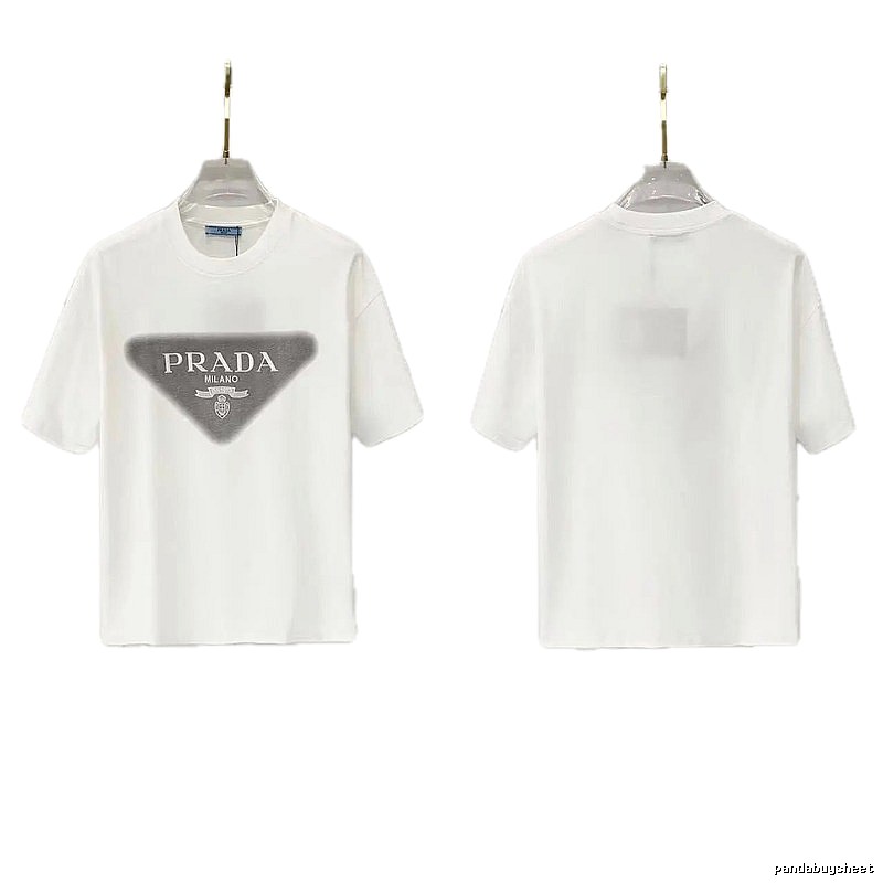 Prada Triangle Logo Minimalist Style White T-Shirt