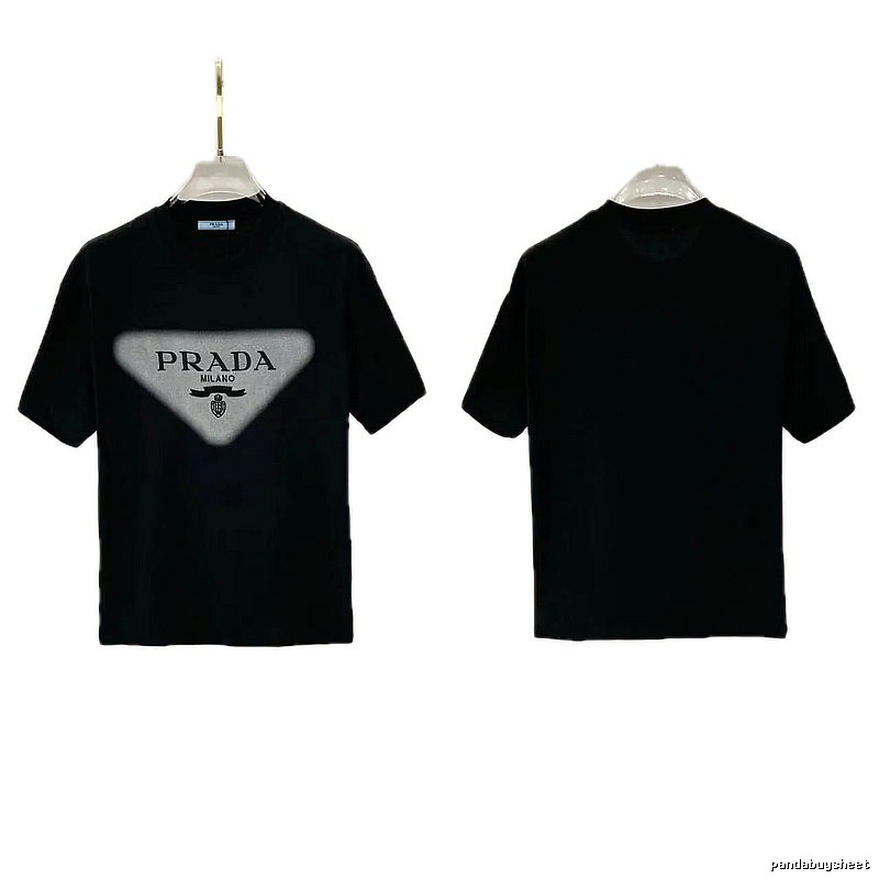 Prada Triangle Logo Trendy Style Black Short-sleeve T-shirt