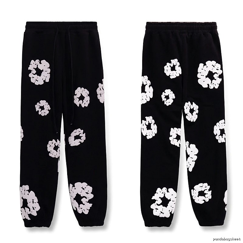 Printed casual black pants with DENIM TEARS style