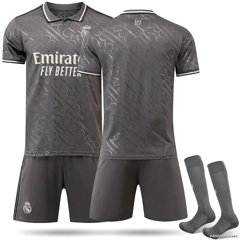 Real Madrid's dark pattern style gray jersey