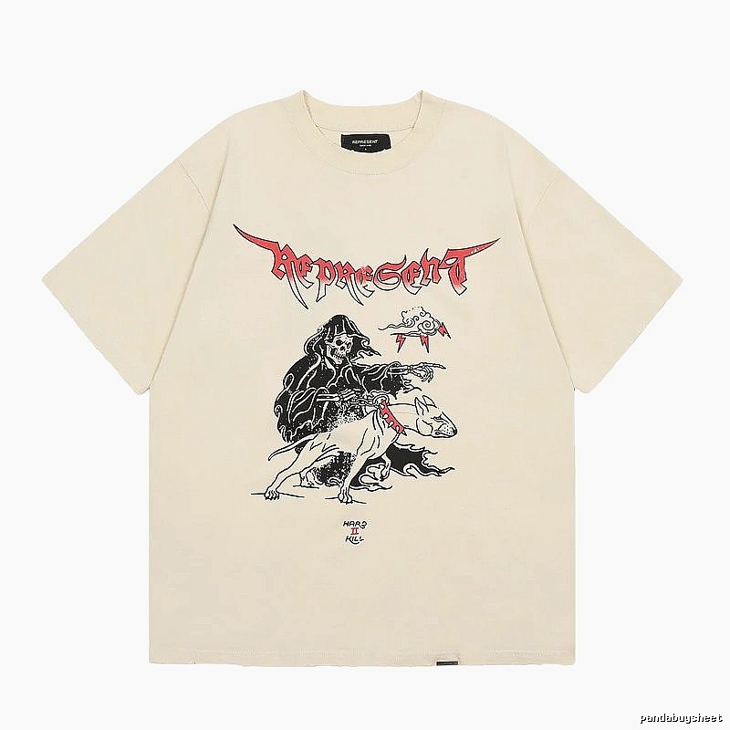 Represent Grim Reaper Print Vintage High Street Beige T-Shirt