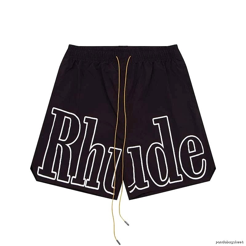 RHUDE letter-style black shorts