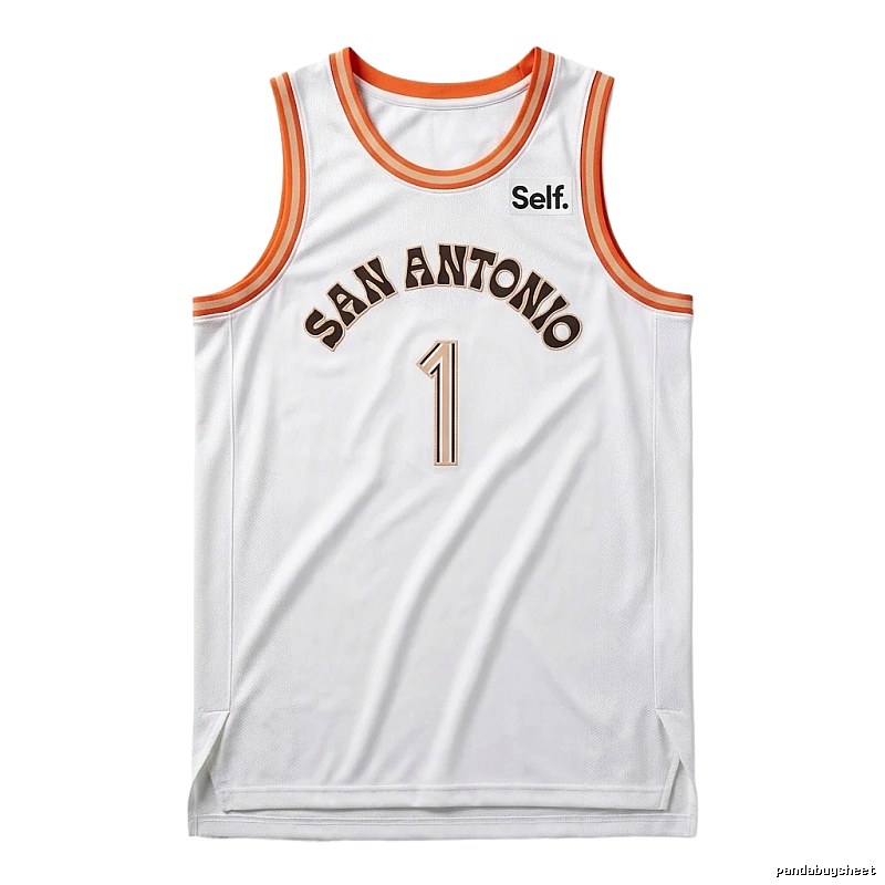 Self. Spurs white and orange basketball jersey