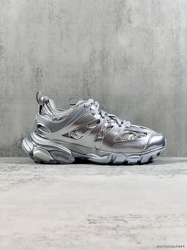 Silver Runner Sneaker by Balenciaga with Silver Layered Runner Side Profile