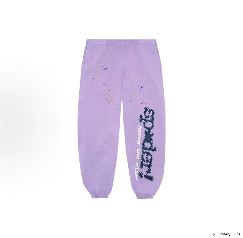 Sp5der Casual Logo Sweatpants - large vertical wordmark and cuffed silhouette