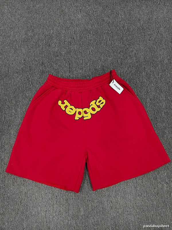 Sp5der Foam Print Street Style Red Casual Shorts