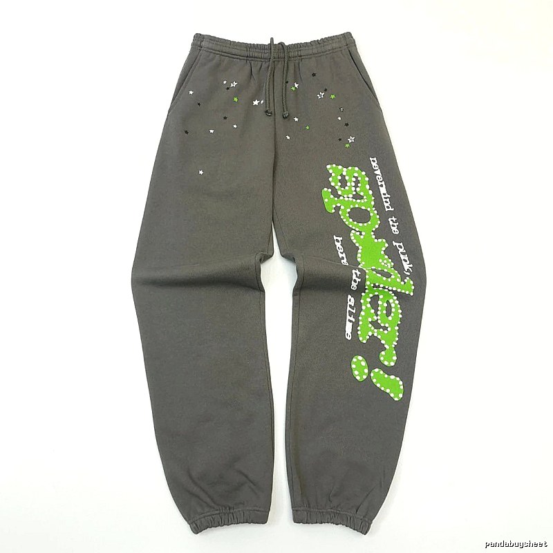 Sp5der Graphic Sweatpants - neon logo print and relaxed cuffed legs for streetwear