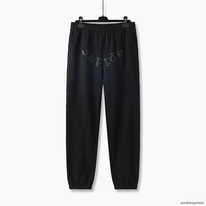 Sp5der Letter Trendy brand Black Sweatpants