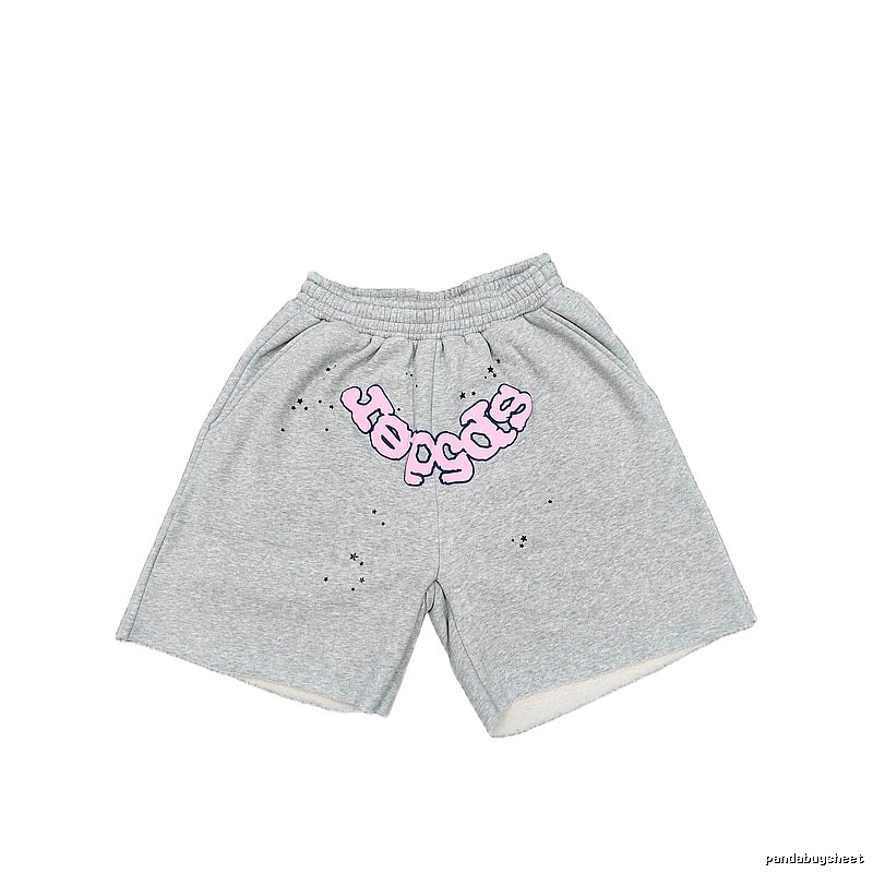 Sp5der Printed Street Style Grey Shorts