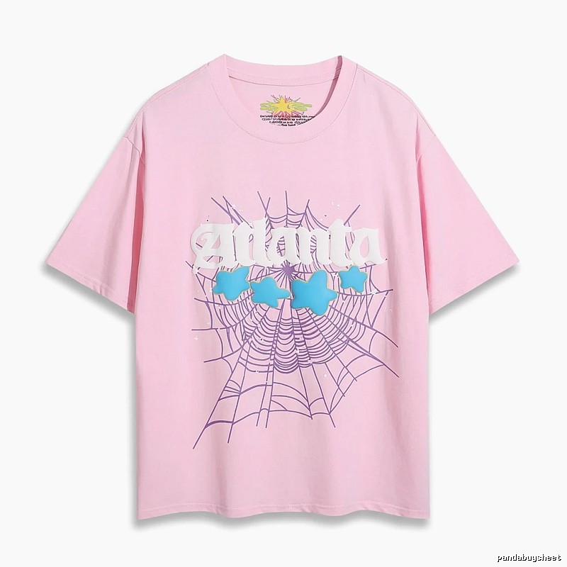 Sp5der Star Network Print Pink T-shirt