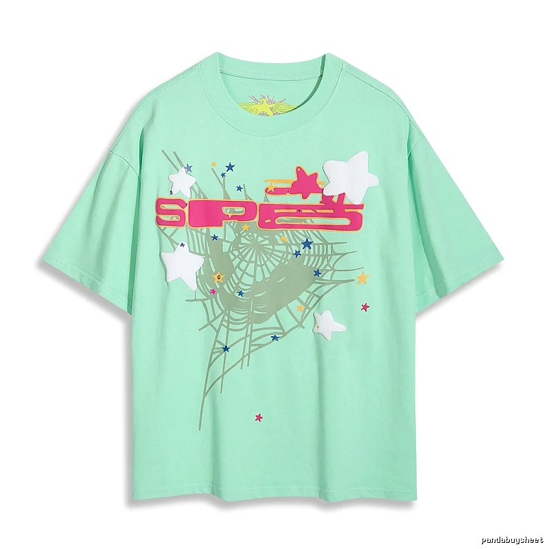 Sp5der star - printed light green T - shirt