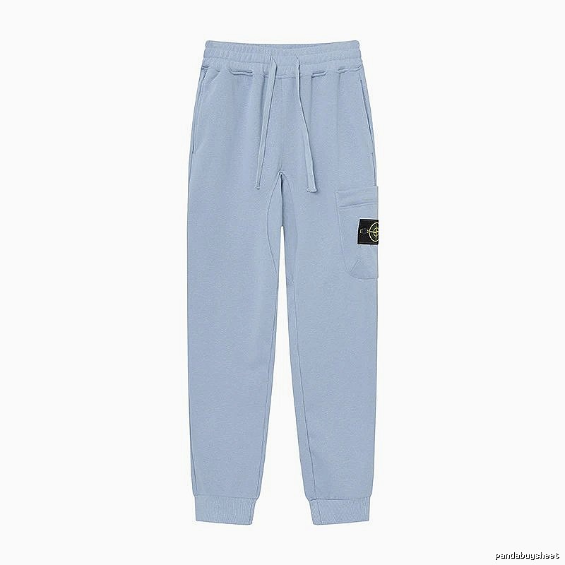 Stone Island Compass Badge Street Style Light Blue Cuffed Jogger Sweatpants