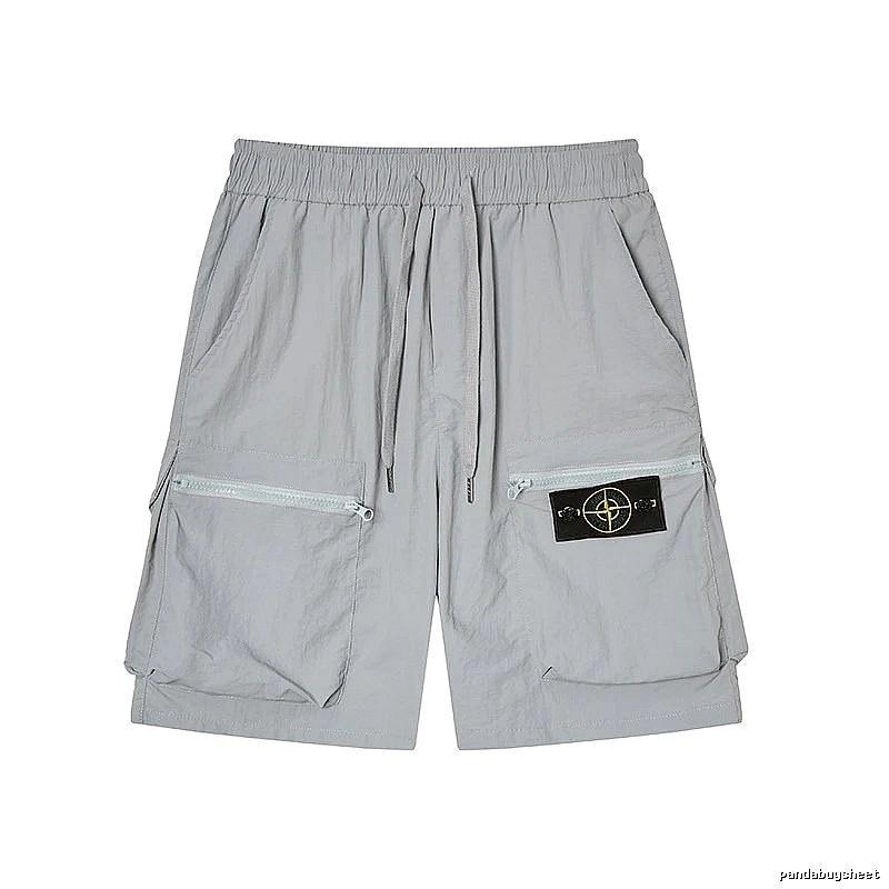 Stone Island Compass Badge Workwear Style Light Grey Shorts