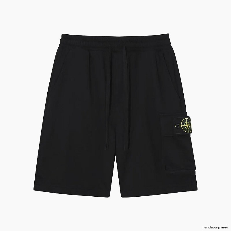Stone Island Compass Logo Workwear Style Black Shorts