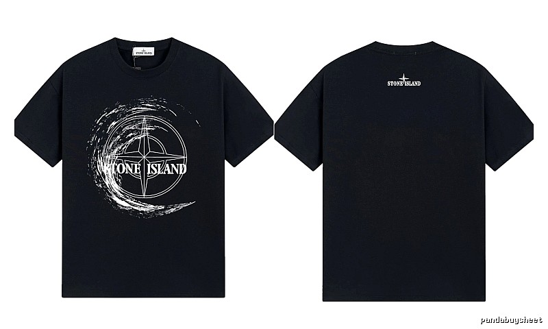 Stone Island Compass Print Street Style Black T-Shirt