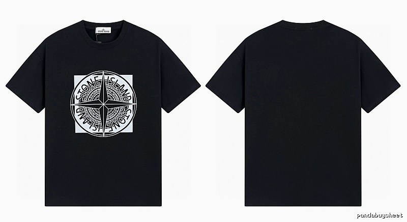 Stone Island Compass Print Street Style Black T-Shirt