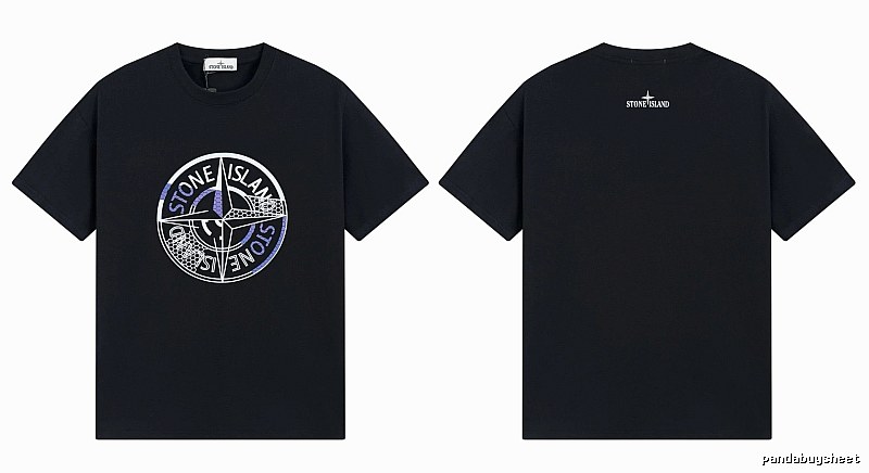 Stone Island Compass Print Street Style Black T-Shirt
