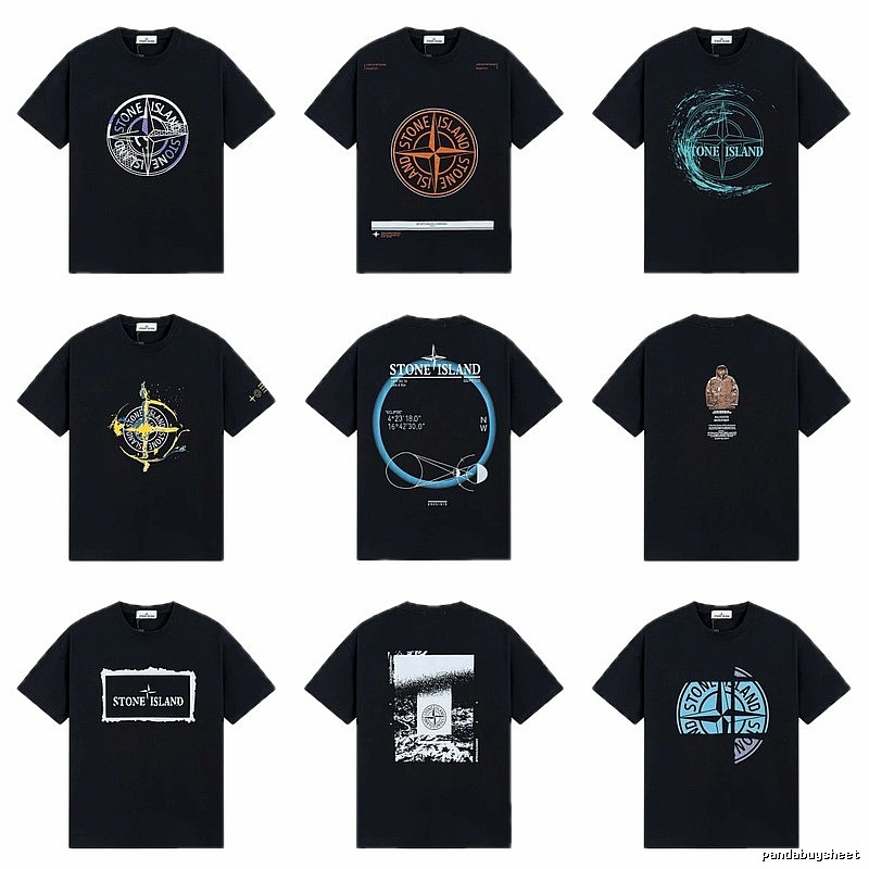 Stone Island Compass Print Street Style Black T-Shirt