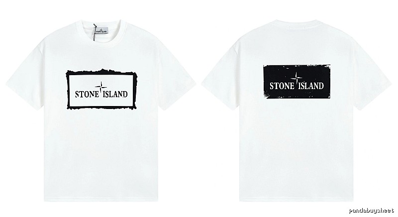 Stone Island Printed Street Style White Short Sleeve T-Shirt