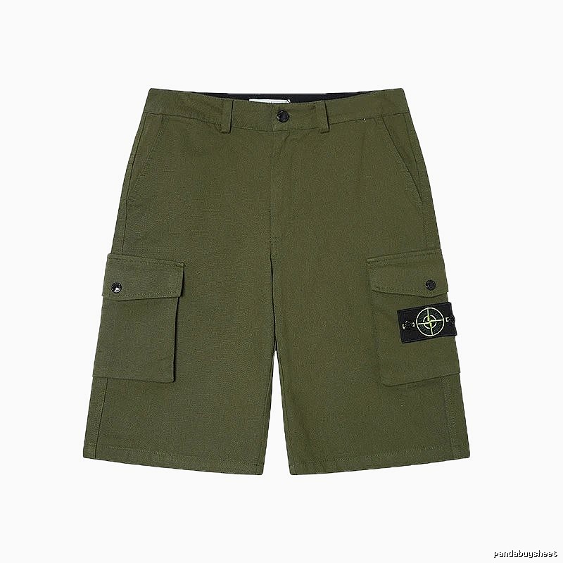 Stone Island Techwear Style Army Green Cargo Shorts