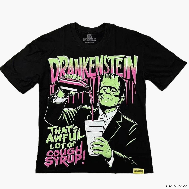 Streetwear Brand Frankenstein Street Style Black Short-sleeve T-shirt