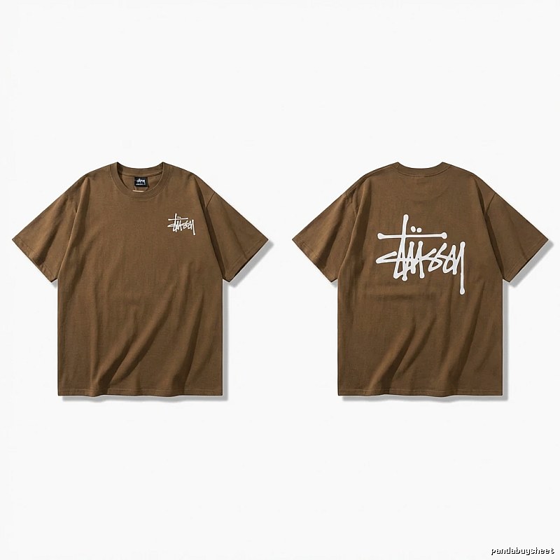Stussy basic simple style coffee-colored T-shirt