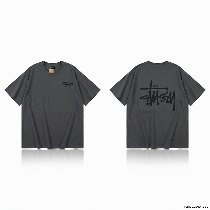 Stussy basic style simple style dark gray T-shirt