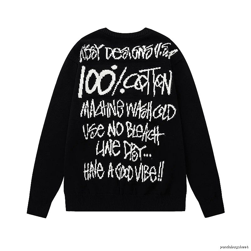 Stussy Black Swirl Graphic SweatShirt Relaxed Styling