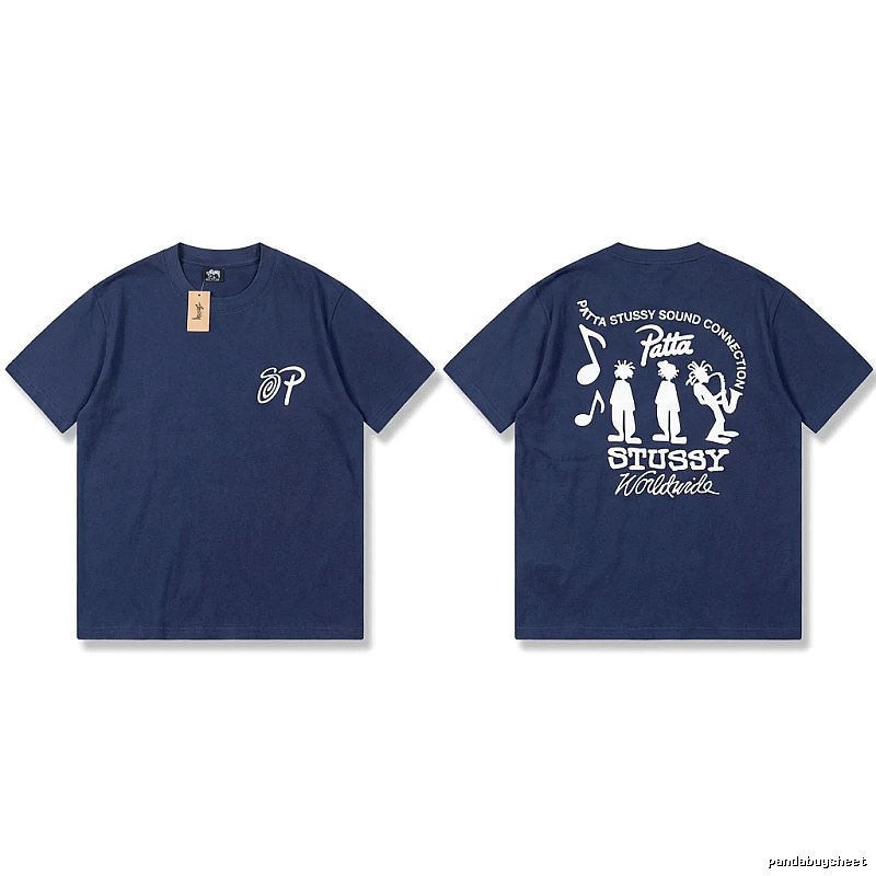 Stussy Co-branded Hip-hop Style Navy Blue T-shirt