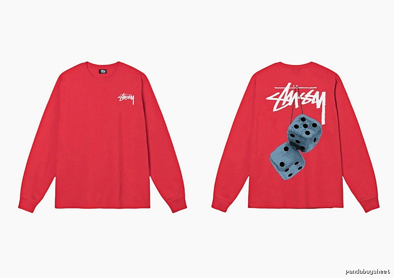 Stussy dice pattern red long-sleeved shirt